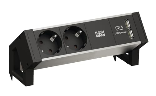 BACHMANN Desk2 Alu Black 2X Schutzkontakt 1x USB-Charger BACHMANN Desk2 Alu Black 2X Schutzkontakt 1x USB-Charger von Bachmann