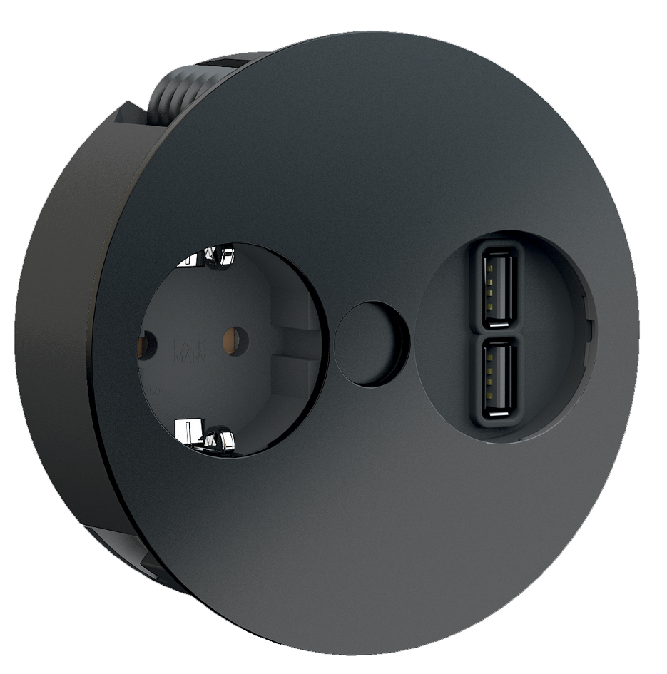 BACHMANN Steckdoseneinheit , TWIST, , 1-fach, schwarz, 2,0 m BACHMANN Steckdoseneinheit , TWIST, , 1-fach, schwarz, 2,0 m von Bachmann