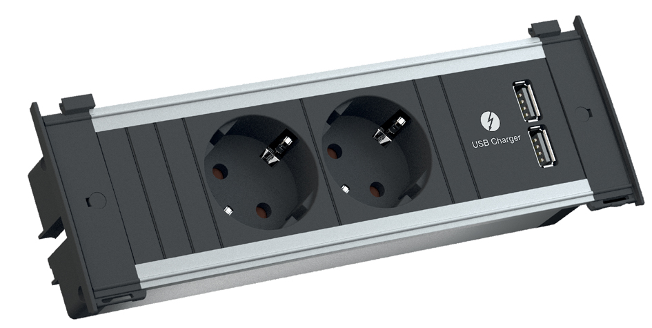 BACHMANN Steckdoseneinheit KAPSA S, 2-fach, 2x USB, 2 m BACHMANN Steckdoseneinheit KAPSA S, 2-fach, 2x USB, 2 m von Bachmann