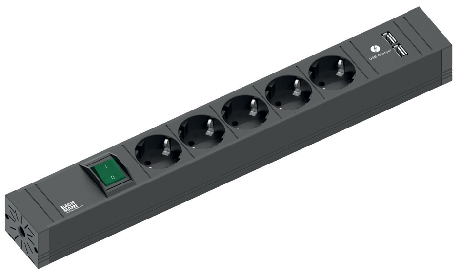 BACHMANN Steckdosenleiste CONNECT LINE, 5-fach, Schalter/USB von Bachmann