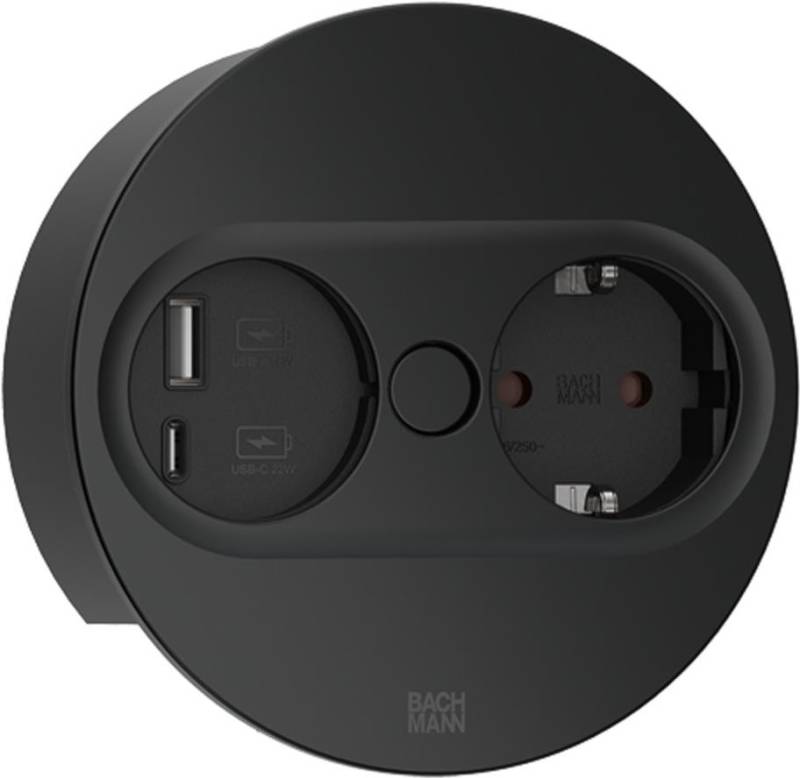 BACHMANN TWIST 2 1xCEE7/3 1xUSB A/C 22W 2,0m AEH RAL9010 30GE rund (946.204) von Bachmann