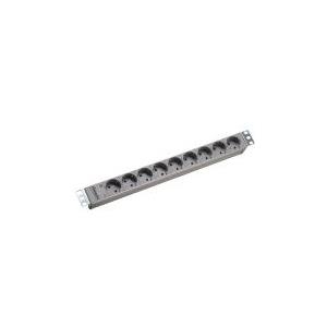 Bachmann 48,30cm (19)-Steckdosenleiste ALU 1HE, 9-fach, lichtgrau RAL7035, Schutzkontakt, 2 m, RAL 7035, ohne Schalter (333.401) von Bachmann