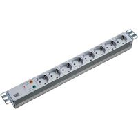 Bachmann 48,30cm (19)-Steckdosenleiste ÜSS, ALU, 8-fach, lichtgrau RAL7035, Schutzkontakt, 2 m, 1HE, RAL 7035, ohne SchalterMit Überspannungsschutz 6,5 kA, optische Funktions- und Ausfallanzeige (333.404) von Bachmann