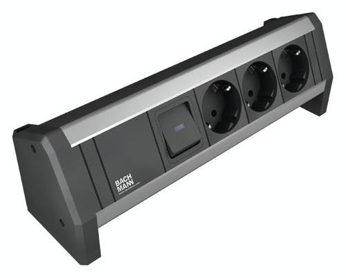 Bachmann 902.0050 Steckdosenleiste mit Schalter Schwarz, Aluminium Schutzkontakt von Bachmann
