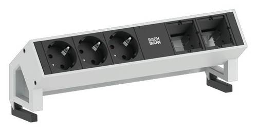 Bachmann 902.401 Steckdosenleiste ohne Schalter Inox, Schwarz Schutzkontakt von Bachmann