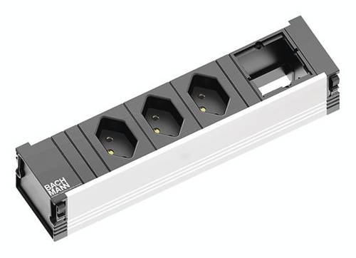 Bachmann 912.015 Steckdosenleiste ohne Schalter Aluminium, Schwarz CH-Stecker von Bachmann