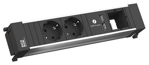 Bachmann 916.0514 Steckdosenleiste ohne Schalter Aluminium, Schwarz Schutzkontakt von Bachmann