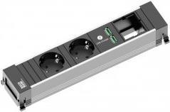 Bachmann 916.0514 Verlängerungskabel 0,2 m 2 AC-Ausgänge Indoor Schwarz - Silber (916.0514) von Bachmann