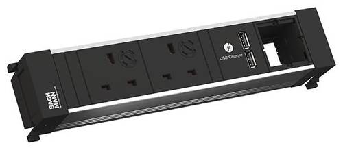 Bachmann 916.0519 Steckdosenleiste ohne Schalter Aluminium, Schwarz GB-Stecker von Bachmann