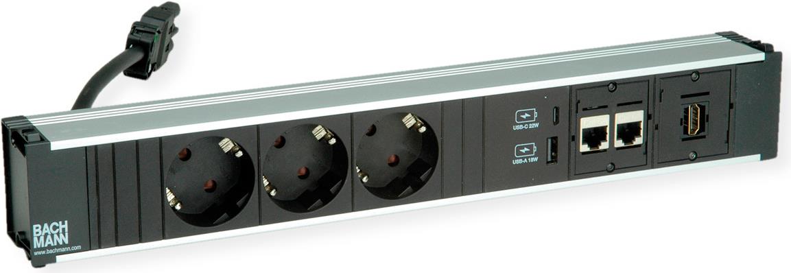 Bachmann CONI 3xCEE7/3 2xCAT6a 1xHMDI 1xUSB Charger A/C 22W GST19 0.2m (912.18118) von Bachmann