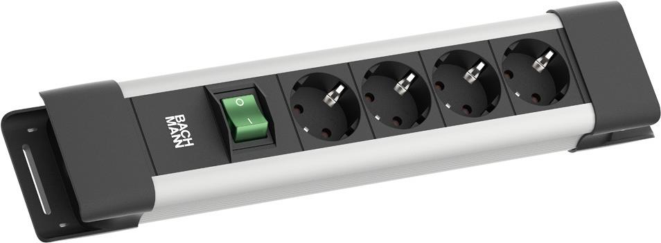 Bachmann CONNECTUS 4xCEE7/3 1xSchalter 2.0m CEE7/7 Grau (BM005906) von Bachmann