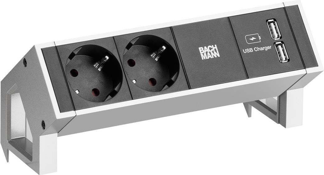 Bachmann DESK 2 - Steckdosenleiste - Eingabe, Eingang GST18 - Ausgangsanschlüsse: 2 (2 x USB, 2 x Spannung) - 20cm Schnur - Deutschland - weiß (902.319) von Bachmann