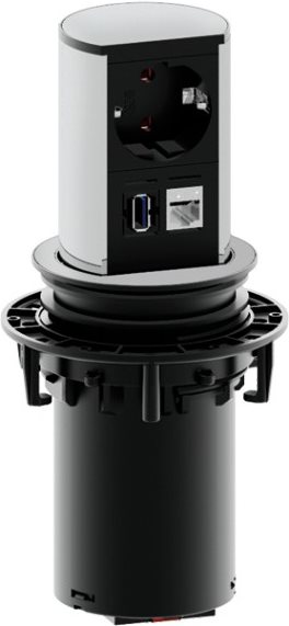 Bachmann ELEVATOR - Anschlussdose, Unterputz - RJ-45, Strom, USB3.0 Type A - Mattes Chrom (928.005) von Bachmann