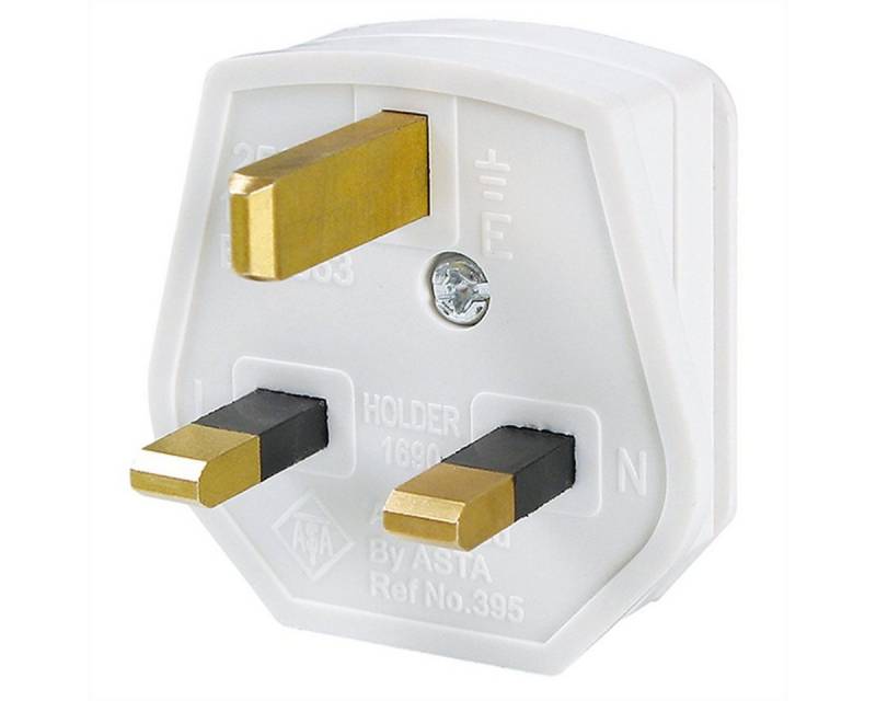 Bachmann Schutzkontaktstecker Stromadapter BS 1363, Typ-G, 0 cm, England UK 13A / 250V weiß, 13A Fuse von Bachmann