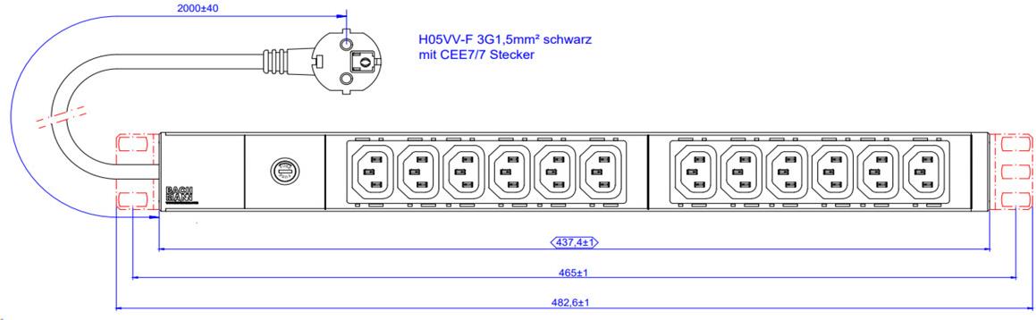 Bachmann Steckdosenleiste 19Z 1HE 12xC13 2, 0m 800.3723 (800.3723) von Bachmann