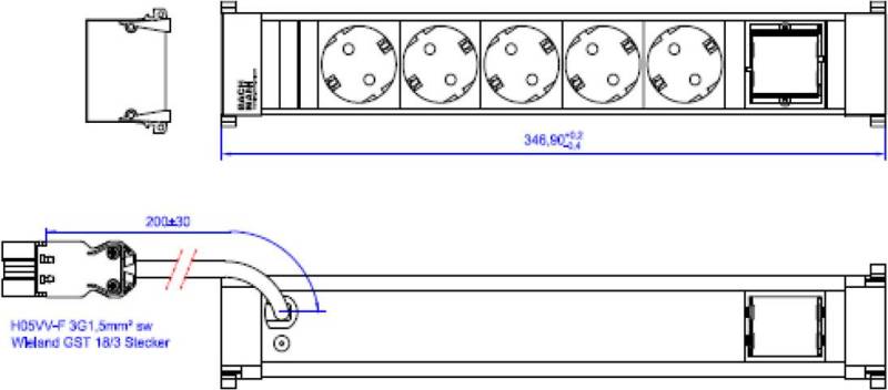 Bachmann Steckdosenleiste 5xCEE7/3 1xCM 916.0881 (916.0881) von Bachmann