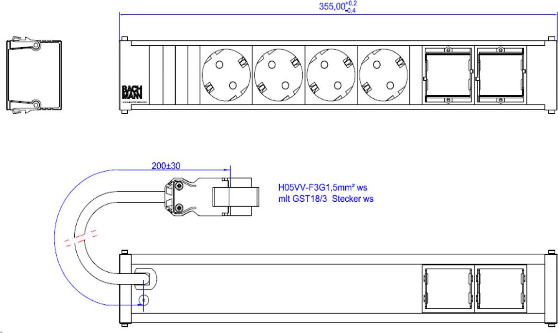 Bachmann Steckdosenleiste CONI 4xCEE7/3 912.703 (912.703) von Bachmann
