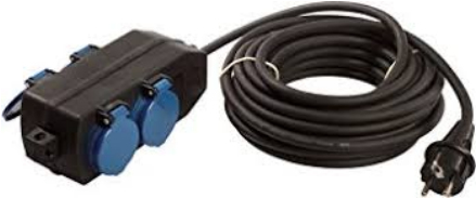 Bachmann - Steckdosenleiste - Wechselstrom 230 V - 3500 Watt - Eingabe, Eingang CEE 7/7 - Ausgangsanschlüsse: 4 (4 x CEE 7/3) - 10 m Schnur - Schwarz, Blau von Bachmann