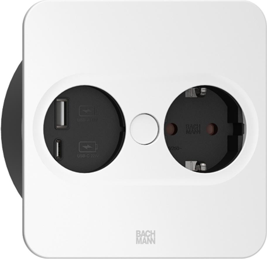 Bachmann TWIST 2 Metallische Abdeckscheibe eckig, Silber matt lackiert, 1xUTE Frankreich Steckdose schwarz mit erhöhtem Berührungsschutz 1xUSB A/C 22W Charger, Zuleitung 0,2m H05VV-F3G1,5mm² schwarz mit GST18 Stecker schwarz, verpackt im Karton (946.015) Bachmann TWIST 2 Metallische Abdeckscheibe eckig, Silber matt lackiert, 1xUTE Frankreich Steckdose schwarz mit erhöhtem Berührungsschutz 1xUSB A/C 22W Charger, Zuleitung 0,2m H05VV-F3G1,5mm² schwarz mit GST18 Stecker schwarz, verpackt im Karton (946.015) von Bachmann