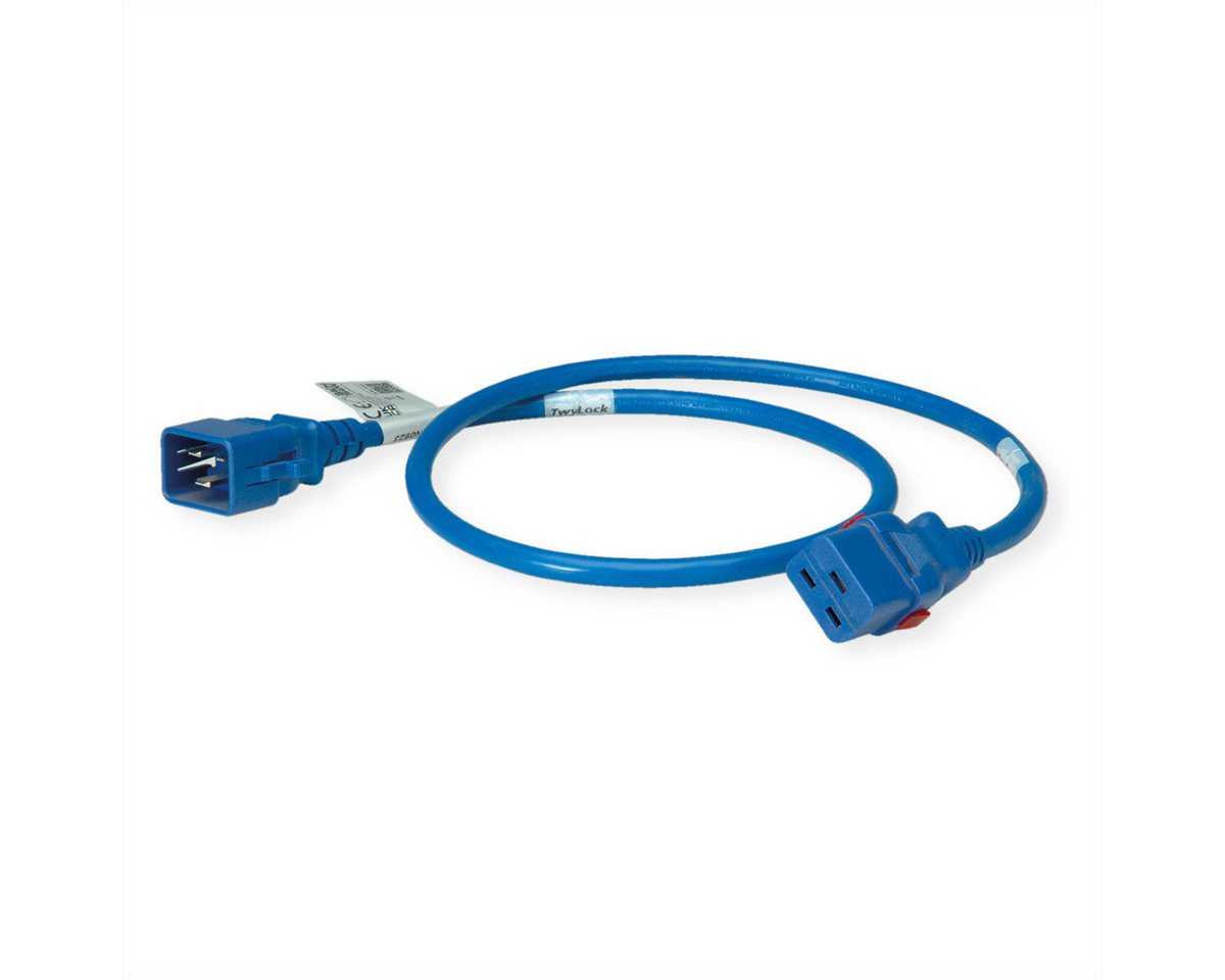 Bachmann TwyLock C20-C19 1.0m blue 16A Stromkabel, IEC320 C20, Kaltgeräte, 16A Männlich (Stecker), IEC320 C19, Kaltgeräte, 16A Weiblich (Buchse) (100.0 cm), beidseitig verriegelnd von Bachmann