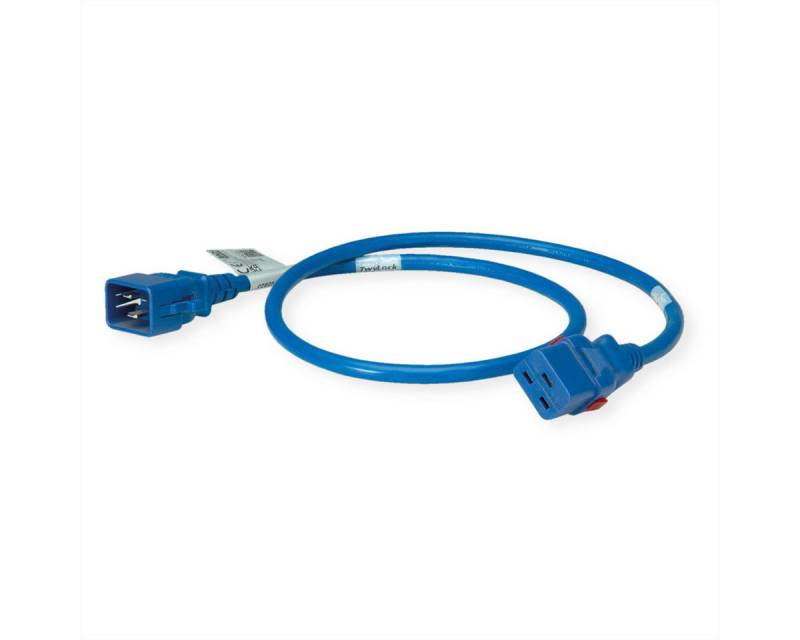 Bachmann TwyLock C20-C19 1.0m blue 16A Stromkabel, IEC320 C20, Kaltgeräte, 16A Männlich (Stecker), IEC320 C19, Kaltgeräte, 16A Weiblich (Buchse) (100.0 cm), beidseitig verriegelnd von Bachmann