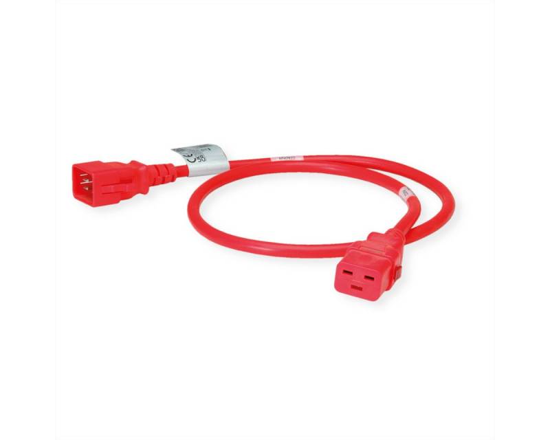 Bachmann TwyLock C20-C19 1.0m red 16A Stromkabel, IEC320 C20, Kaltgeräte, 16A Männlich (Stecker), IEC320 C19, Kaltgeräte, 16A Weiblich (Buchse) (100.0 cm), beidseitig verriegelnd von Bachmann