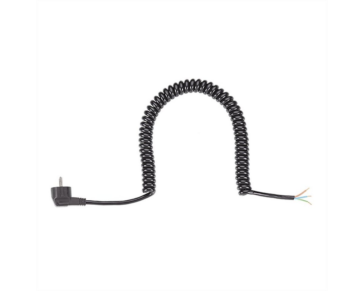 Bachmann Wendelleitung 0,5-2m schwarz Stromadapter Schutzkontakt, CEE 7/7, Typ-E/F Männlich (Stecker) zu offenes Ende, 200.0 cm, H05VV-F 3G1,5mm² AEH/CEE7/7 von Bachmann