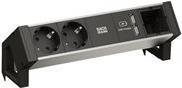 DESK2 ALU BLACK 2xSchutzkontakt 1xUSB Charger (937.111) von Bachmann
