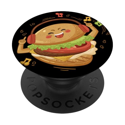 Hamburger Burger & Käse Pommes Frites Kopfhörer Kunst auf der Rückseite PopSockets Klebender PopGrip von Back To School for Middle School Birthday Bro Dude