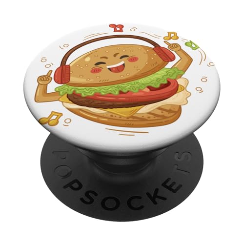 Team Hamburger Burger & Käse Pommes Frites tragen Kopfhörer PopSockets Klebender PopGrip von Back To School for Middle School Birthday Bro Dude
