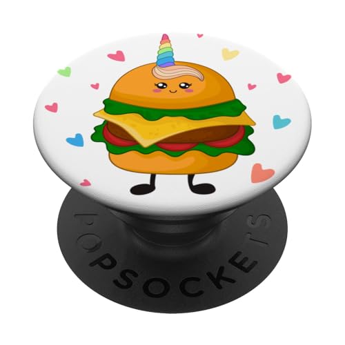 Team Hamburger Einhorn Burger & Käse Pommes Frites PopSockets Klebender PopGrip von Back To School for Middle School Birthday Bro Dude