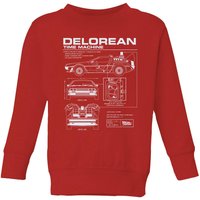 Back To The Future Delorean Schematic Kids' Sweatshirt - Red - 3-4 Jahre von Original Hero