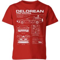 Back To The Future Delorean Schematic Kids' T-Shirt - Red - 3-4 Jahre von Back To The Future