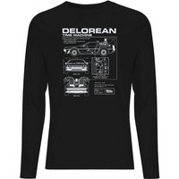 Back To The Future Delorean Schematic Men's Long Sleeve T-Shirt - Black - S von Back To The Future
