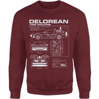 Back To The Future Delorean Schematic Sweatshirt - Burgundy - S von Back To The Future
