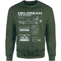 Back To The Future Delorean Schematic Sweatshirt - Green - XL von Back To The Future