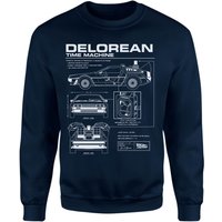 Back To The Future Delorean Schematic Sweatshirt - Navy - M von Back To The Future