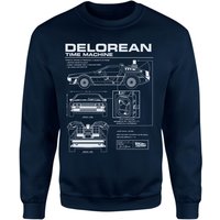 Back To The Future Delorean Schematic Sweatshirt - Navy - XXL von Original Hero