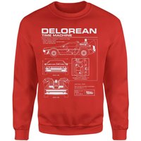 Back To The Future Delorean Schematic Sweatshirt - Red - XXL von Back To The Future