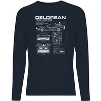 Back To The Future Delorean Schematic Unisex Long Sleeve T-Shirt - Navy - XL von Back To The Future