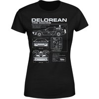 Back To The Future Delorean Schematic Women's T-Shirt - Black - L von Back To The Future