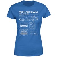 Back To The Future Delorean Schematic Women's T-Shirt - Blue - L von Original Hero