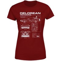 Back To The Future Delorean Schematic Women's T-Shirt - Burgundy - L von Original Hero