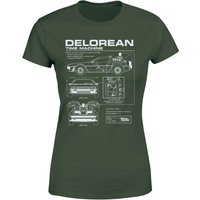 Back To The Future Delorean Schematic Women's T-Shirt - Green - L von Back To The Future