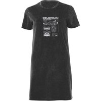 Back To The Future Delorean Women's T-Shirt Dress - Black Acid Wash - L - Black Acid Wash von Back To The Future