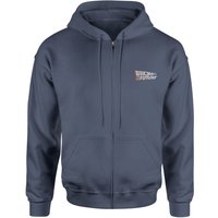 Back To The Future Logo Embroidered Unisex Zipped Hoodie - Navy - M von Back To The Future