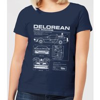 Zurück In Die Zukunft Delorean Schematic Damen T-Shirt - Blau - M von Back to the Future