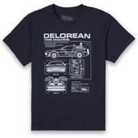 Zurück In Die Zukunft Delorean Schematic T-Shirt - Blau - S von Back to the Future