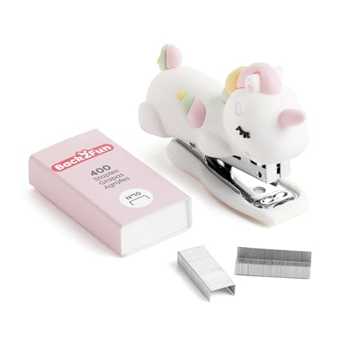 Back2Fun Kinder-Mini-Heftgerät aus weichem Gummi mit 400 Heftklammern Nr. 10, lustiges und kompaktes Design, originelles Schulgeschenk, niedliches Schreibwaren für Jungen, Mädchen und den täglichen von Back2Fun