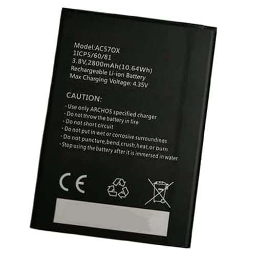 Backupower Ersatz AC570X Akku Kompatibel mit ARCHOS Phone AC57OX 1ICP5/60/81 Battery 3.8V 2800mAh/10.64WH von Backupower
